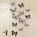 12/24 Pcs 3D Wall Stickers Black and White Butterfly Wall Stickers DIY Art Home Decor Wall Decals Fridge Stickers Wedding Decor. 