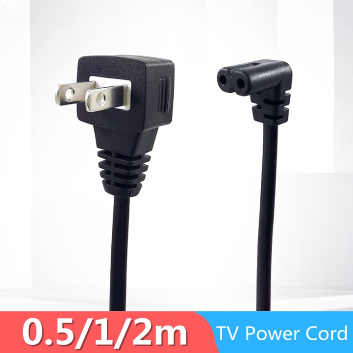 【FOOT SOFA】AC Power Cord For Samsung TCL TV, US 2Pin Plug to IEC 320 C7 Right Angled 90 degree Socket To 2Pin Extension Cable, 0.5m/1m/2m