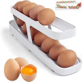 Egg Holder for Fridge, Egg Dispenser, Automatic Rolling Egg Container, 2-Tier Egg Dispenser, Space Saving Egg Tray for Refrigerator, Egg Holder, Refrigerator, Rolldown Egg Dispenser Auto Rolling Egg Holder Storage Rack. 