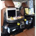 Car Back seat Organizer with Foldable Table Tray, PU Leather Car Back seat Organizer for Babies Toys Storage with Foldable Dining Table Holder Pocket for Baby and Kids Black. 