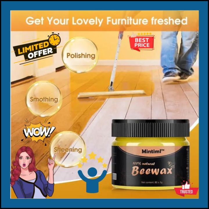 Wow Natural Wood Wax Traditional Beeswax Polish For Premium Shine & Protection for Wood & Furniture (85g)
