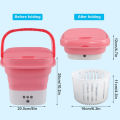 Ultrasonic Mini Washer & Portable Washing Tub (Foldable): Compact Laundry Machine (Touch Screen & Timer) - Reusable for Baby Clothes, Underwear, Delicates, Socks. 