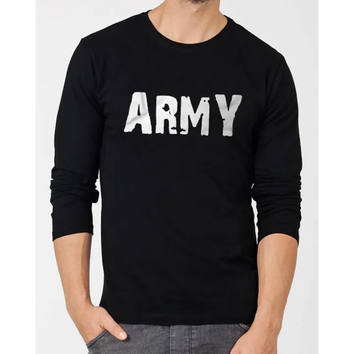 "ARMY"%20ROUND%20NECK%20FULL%20SLEEVES%20PRINTED%20T-Shirt%20-%20Image%202