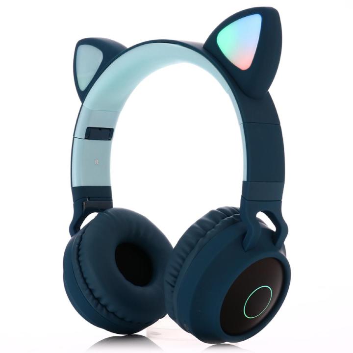 Cute Cat Ear Bluetooth Wireless LED Light Glow Headset Girl Earphones Headphone