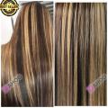 Full Hair Wig for Girls Black With Golden Brown Color Strong Attachment Zero Shed Hair Extension For Girls. 