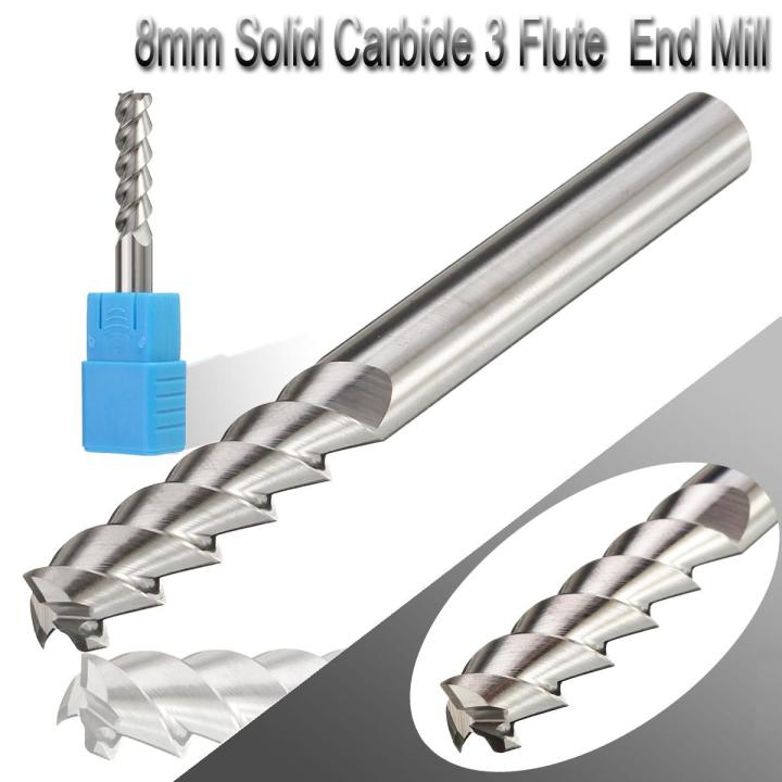 1pcs Solid Carbide 3 Flute Aluminum End Mill Dia 8mm Length 75mm HRC50 -