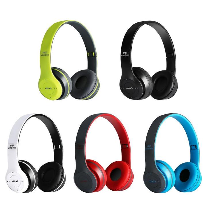 P47 Headphones Wireless Bluetooth Head Phones Foldable Stereo Headset with Built-in Wireless Mic compatible for All Android Devices and PC