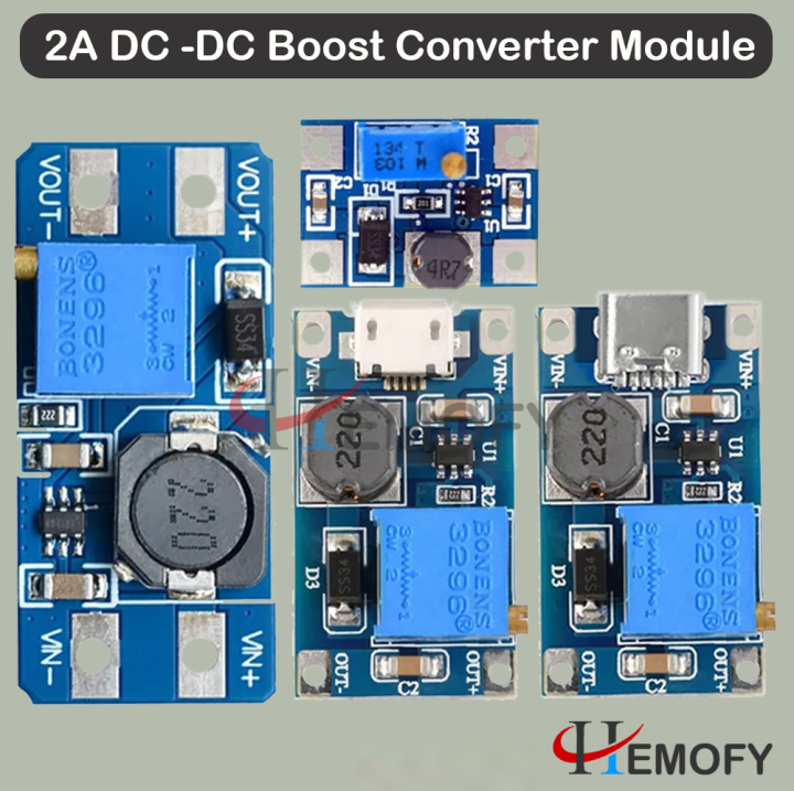 MT3608 SX1308 DC-DC Boost Converter Module 2A Step-Up Power Supply 28V Max Output for DIY Electronics | Hemofy |