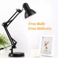 Adjustable Arms Study Lamp with Free Bulb &  Free Delivery / Black colour Desk Lamp with E-27 Holder 360 Rotaion. 