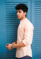 FOCUS | PEACH BAN COLLAR SHIRT FOR MEN. 