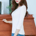 3/4 Sleeve T Shirt 96% Cotton 4% Spandex Quality Women Spring Summer Top Slim Fit White Black O Neck Tees Casual Base Shirts. 
