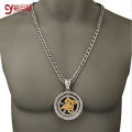 Fashion Jewelry Whirligig 2PAC Pendant Necklace  Gold Hip-Hop for Men Tide Brand Jewelry Necklace With 80cm Chain Bling. 