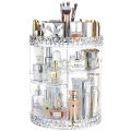 360 Rotating Cosmetic Storage Box Transparent Diamond Make Up Organizer Detachable Diamond Desktop Dressing Table Organizer Set. 