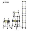 Mult-Purpose Extendable Ladder Alminium Telescopic Ladder 14  Feet Double Side 3.2 Meter (1.6m plus 1.6m) 10 steps LoFeet Ladder Telescopic Folding Ladder. 