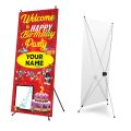 Personalized Birthday Party Welcome X Stand With Banner | Tom & Jerry Theme | Size 2x5 Feet. 