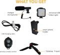 HOLD UP Vlogging Kit for YouTube, with Microphone and Light W64 Phone Tripod,Compatible with iPhone/Smartphone/Cameras. 