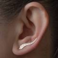 New Fashion one pair Ear Sweep Wrap Silver Gold Ear Climber Ear Clip Cuffs Leafs Earrings Jewelry For Women Wing Ear Clips Earring. 