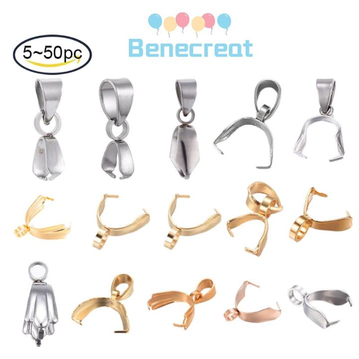 5pc to 20Pc 304 Stainless Steel Pendant Clips Pinch Bail Clasps Buckle Charm Necklace Hook Connector For DIY Jewelry Making
