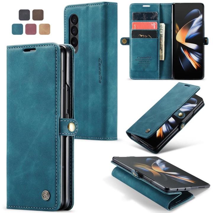 High Quality Retro Magnetic Flip Leather Case For Samsung Galaxy Z Fold4 / Samsung Galaxy Fold 4 5G Phone Case Wallet Card Cover