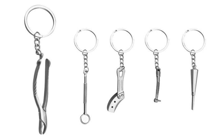 Mouth Mirror Tooth Key Holder Dental Hygienist Keychains Decorative Backpack Pendant Keyring