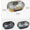 Fashion Daily use high quality 2 compartment lunch box tiffin box lunch leakproof stainless steel kids lunch box with transparent lid. 