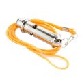 New With Neck Chain Metal Whistle Stainless Steel High Frequency Police Whistle Yellow Lanyard Outdoor Whistle. 