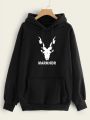 Markhor Printed Fleece Full Sleeves Pull Over Hoodie For Men & Boys. 