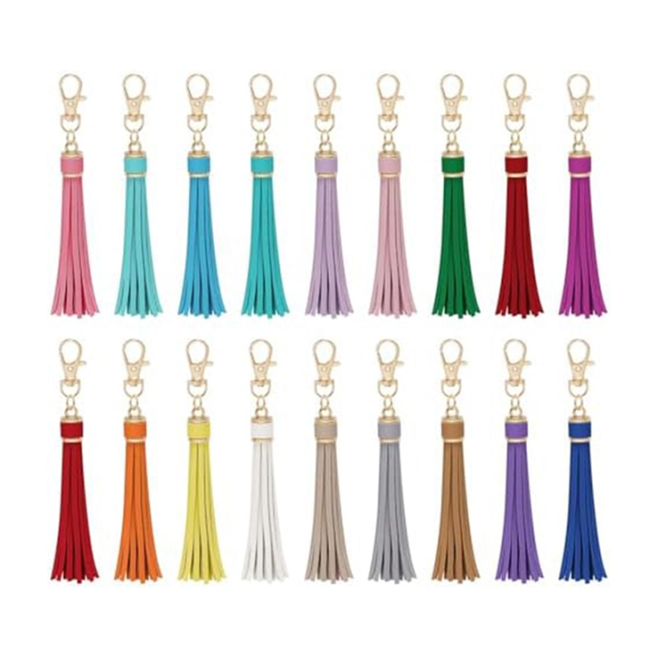 18Pcs Artificial Leather Faux Leather Bulk Keychain Tassels Leather Tassels for Handbag Keychain and Craft
