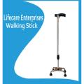 Lifecare Enterprises Walking Stick 4 Leg Chroome Height Adjustable Men Women Old People Walking Stick. 