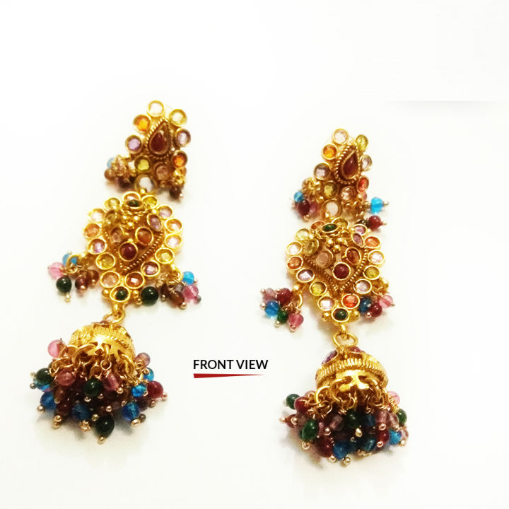 Gorgeous%20South%20Indian%20Style%20Gold%20Jhumka%20Pair%20-%20Image%202