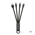 3 in 1 USB Cable Micro Type C Multi Keychain Portable Data Sync Line Cord For iPhone Samsung Android Mobile Phone. 