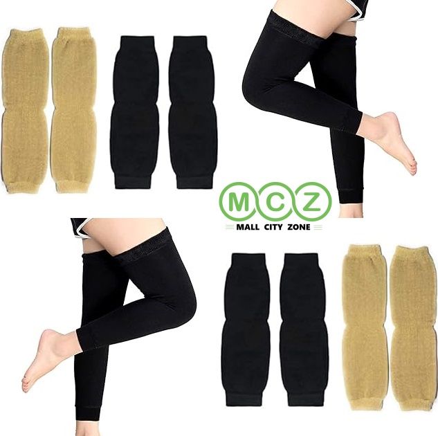 Cotson Unisex Woolen Knee Warmer Winter Protector Knee Cap - (Multicolor, Pack of 1 Pairs) With Free Gift for Kids (Sticker, Golden Scarf pin, Balloon, Pair of Girls Hair Poni) By Mall City Zone