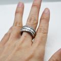 Kexin jewelry titanium stainless steel jewellery men's fashion rings Double CZ Stone promise man engagement rings. 