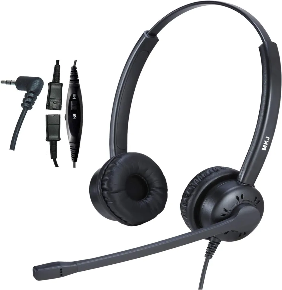 MKJ Telephone Headset with Microphone Wired Headphones with Noise