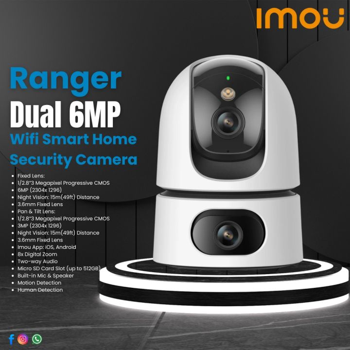 IMOU Ranger Dual 6MP / 3+3 Two-way Talk 360° P&T Indoor Full Color Night Vision Smart Home Security / CCTV Wi-Fi IP Camera / AI Human & Pet Detection