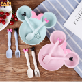 Fadi. Mickey Mouse Kids Plate Baby Food Bowl Set Plastic Wheat Tableware Rice Feeding Bowl. 