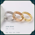 LOVE titanium steel ring 5A zircon with diamond 18K gold ring. 