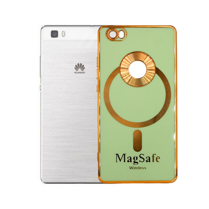 Huawei P8 Lite Magsafe Logo Chrome Back Case (Light Green), Protective pouch, Protective Moble Phone Back Cover