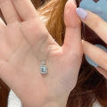 Vintage Sea Blue Zircon Square Pendant Necklace For Women Girls Delicate STARLITE. 