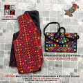 Sindhi Embroidery Black Waistcoat Koti & Purse Combo Set by Zenz Pakistani Turkish Afghani Vintage Traditional Wear Fashion Girls Females Womens. 
