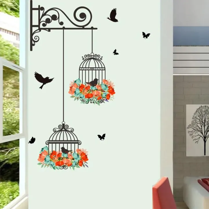 Colorful%20Flower%20birdcage%20flying%20birds%20wall%20sticker%20Creative%20home%20decor%20living%20room%20Decals%20wallpaper%20bedroom%20nursery%20window%20decor%20-%20Image%203