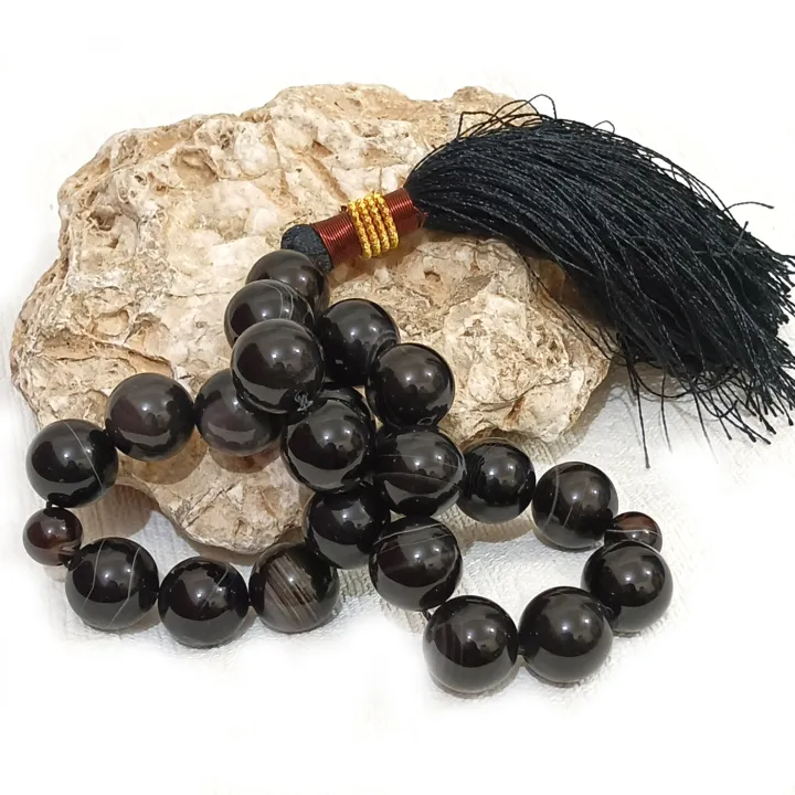 Natural%20smooth%20fancy%20Sulemani%20Black%20Aqeeq%20Tasbih%2021%20Beads%20%E2%80%93%20muslim%20Agate%20zikr%20prayer%20Sumaimani%20haqeeq%20Tasbeeh%20-%20handmade%2014mm%20tasbi%20counter%20Stress%20Relaxation%20-%20Image%204