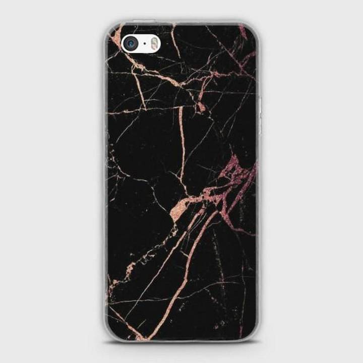 iPhone 5s Cover - SkinLee HQ Hybrid Case (Soft) - Black Rose Gold Marble - SKINLEE-130-1-91-10