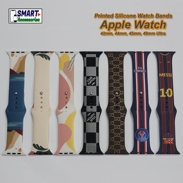 Replacement Sport Silicone Printed Watch Band Strap For Appl Watch All Series 7 Series 6 Series 3 40mm 41mm 44mm 45mm 42mm T55 T500 W26 PLUS FK78 IP7 HW12 HW22 HT99 T100 Printed Watch Straps
