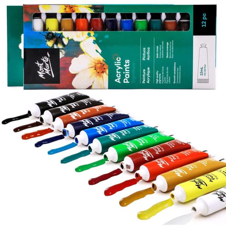 Mont Marte Acrylic Paints -  Pack of 12 x 12ml