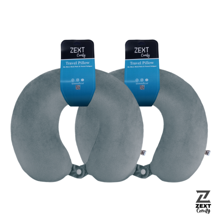 (Pack of 2) ZEXT COMFY Travel Pillow Charcoal Cozy Neck Cushion