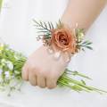 Hand Flower Brooch Pin with Rose Bud for Bridesmaid Party Groom Groomsmen Brooch. 