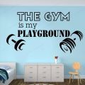 Size: 2 x 1.5 feet - The Gym Is My Playground With Dumbbells Motivational Quote Self Adhesive Wall Sticker for Boys, Home, interior , decoration,, Decor Lovers -  Black Color - rising arts. 