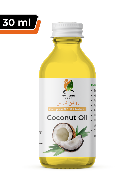 Herbal Company Coconut Oil - Coconut Oil for Skin & Hair Care - Pure and Natural Cold Press Organic & Unrefined Nariyal Oil - ( 30 ml , 60 ml , 120 ml , 250 ml )