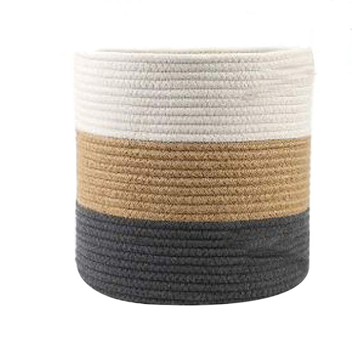 Cotton Rope Plant Basket Modern Woven Storage Basket,7.8inch x 7.8inch Decorative Flower Pots with Handle Home Decor